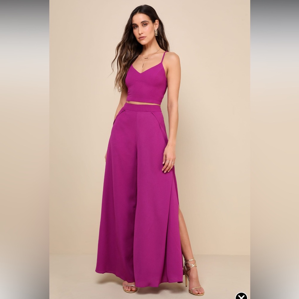 Lulus Magenta 2 piece pants set